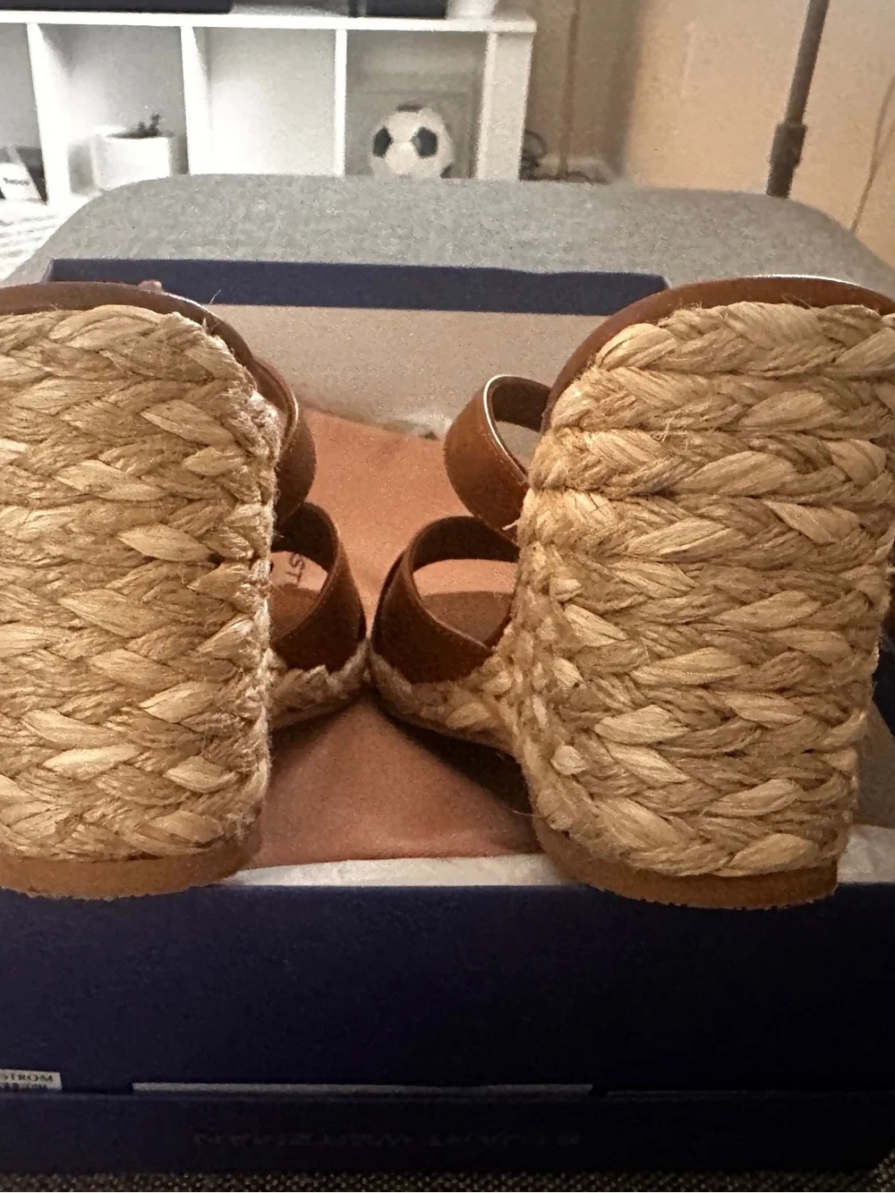 Stuart Weitzman Tan Leather Crisscross Wedge Sandals